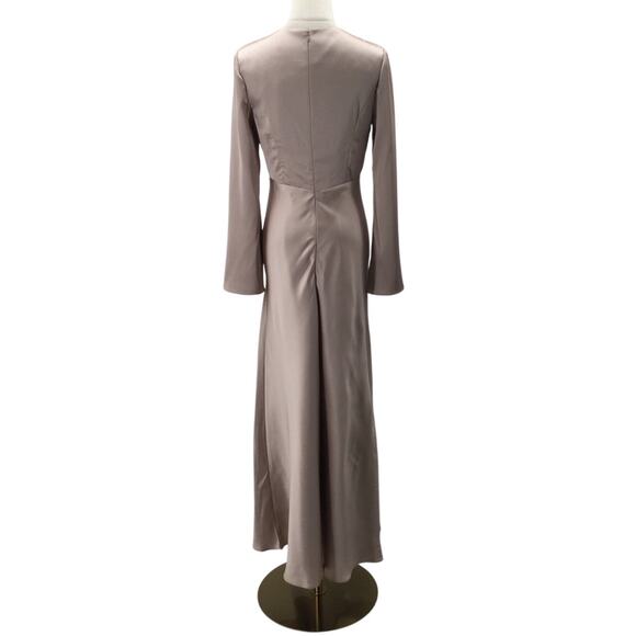 FORMAL PARTY SZ 6 S taupe pink satin wedding guest bridesmaid dress NEW b19 - Picture 3 of 8